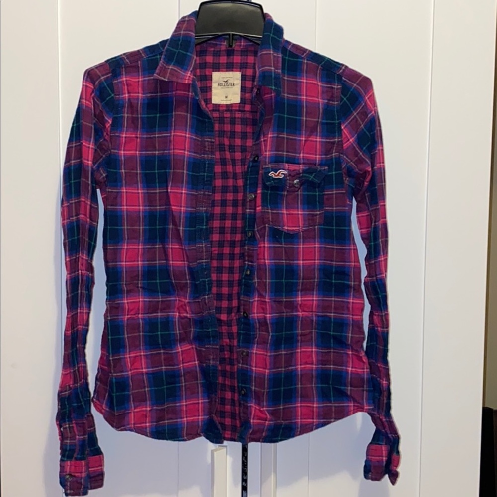 Blue and pink plaid long sleeve